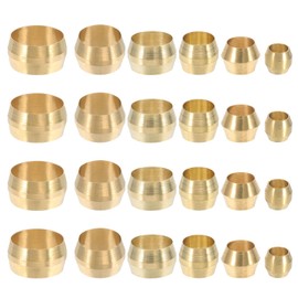 PATIKIL 120Pcs Brass Compression Sleeves Ferrules, Tube OD 1/8" 3/16" 1/4" 5/16" 3/8" 1/2" Compression Fittings Assortment Kit for Connecting Air, Fuel, Water, Oil and Inert Gases Lines