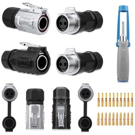 JRready JRSSW 2 Pin IP68 Waterproof Wire Connectors Industrial Circular Connectors Quick Connect Wire Connectors Switch for Indoor Outdoor Waterproof Electrical Connectors 16A 300V 4 Pair