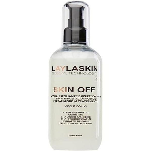 LAYLA Skin Off 10% Hydroxy Acids AHA - BHA-PHA Liquid Exfoliator - Face Peeling Fights Pimples, Dilated Pores, Blackheads & Blemishes - with Salicylic Acid - Mixed or Oily Skin - 250 ml