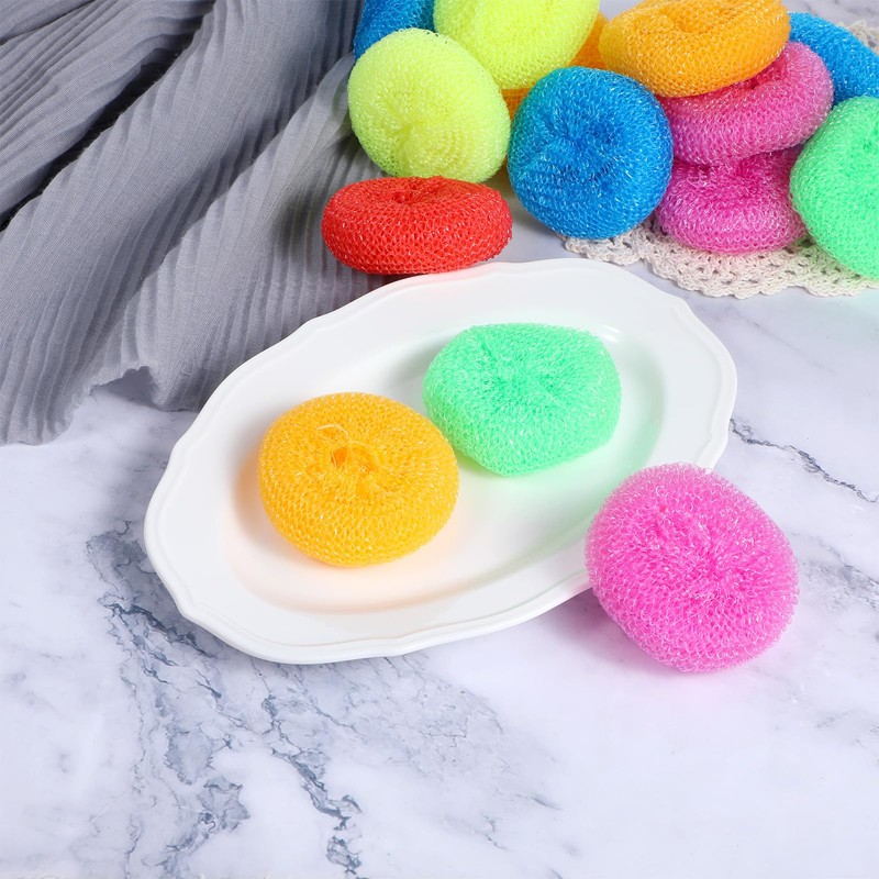 30 Pcs Plastic Dish Scrubbers Round Nylon Dish Scrubber Scouring