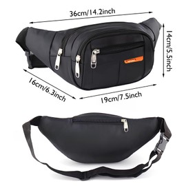 Pack of 2 Waterproof Bum Bag for Men and Women, Sports Belt Bag with Adjustable Strap, Waist Bag, Outdoor Running Belt, Money Belt, Multifunctional Chest Bag for Travel, Running, Festival, Black +
