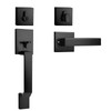 Probrico Black Front Door Handle Set,Exterior Door Handle with Deadbolt,Entry