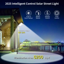 Ready Local Stock High Brightness IP65 Solar LED Street Light for Pathway Garden Yard Commercial Lighting 2 PackEmitting Color: White, Lamp Power(W): 8000W Equivalence, Battery Capacity: >5000mAh