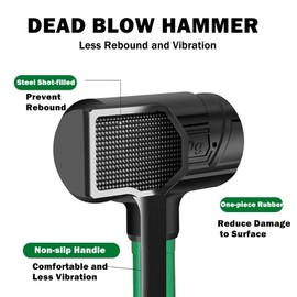 BUSKPOK Dead Blow Hammer, Rubber Mallet with Non-Slip Grip, Marring Resistant (2LB)