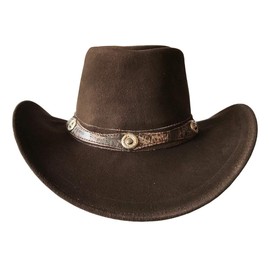 BRANDSLOCK Cowboy Hat Women Men Real Leather Western Style Wide Brim Cowgirl Hat Shapeable Lightweight Handcrafted Durable Bush Hat Brown