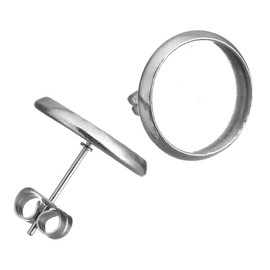 M392 Stainless Steel Stud Earrings with Ear Nut Setting for 6 mm Cabochons Stud Earrings Round for Jewellery Pack of 10
