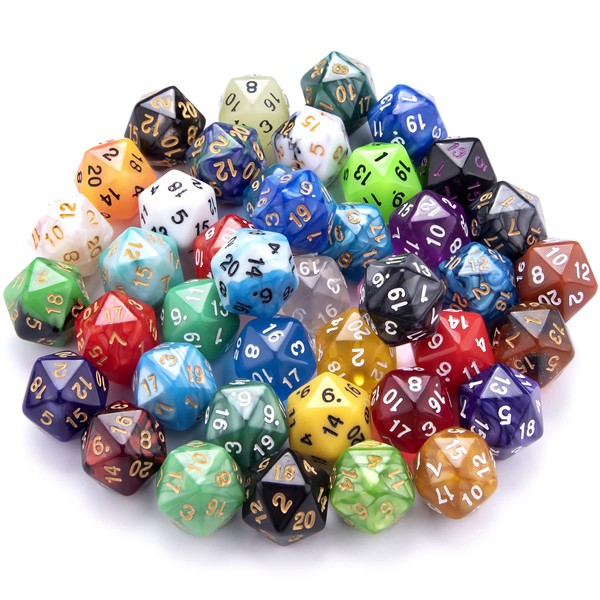 SIQUK 42 Pieces Polyhedral Dice Mixed Colours 20 Sided Dice for DND RPG MTG Table Games, with a Black Velvet Storage Bag