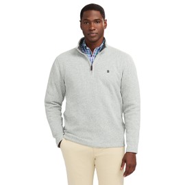 IZOD Men's Thermosoft Quarter Zip Sweater Fleece Pullover, Lt Grey HTHR