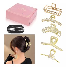 AMLEBE 5pcs Clips De Pelo De Pinzas Pelo De Oro Para Mujeres Niñas