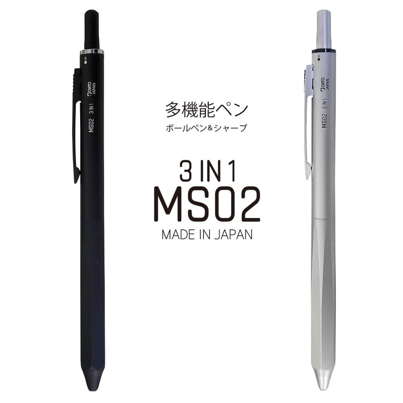 OHTO MS02 3-In-1 Multifunction Pen, Equipped with Needle Tip 0.7mm