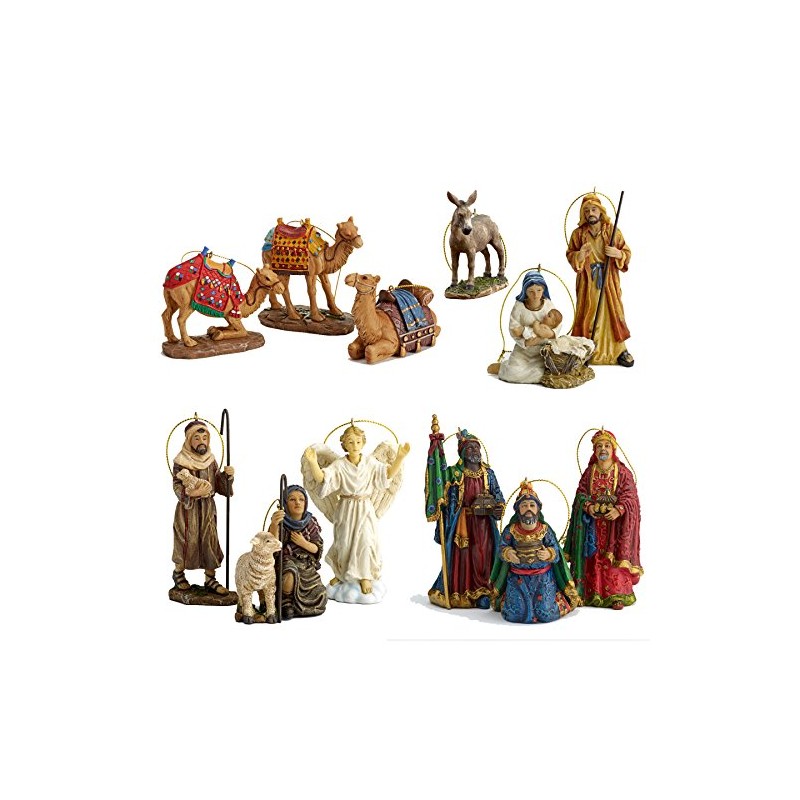 Three Kings Nativity Ornament 10 pc Set with Wooden Chest