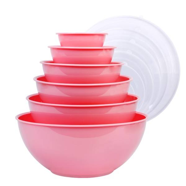 BoxedHome BPA Free Plastic Round Mixing Bowl with Lids, 12