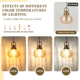 Fivemengo 9in Mid Century Modern Amber Glass Pendant Light Fixture Small Gold Globe Kitchen Island Pendant Light with Hand Blown Glass Ceiling Hanging Lamp for Foyer Dining Room Bedroom Entryway