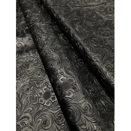 Tooled Faux Leather Western Cowboy, Embossed Vinyl, Craft DIY and Upholstery Pleather Fabric - by The Yard (Black) 54 Inches