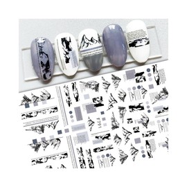 Generic Mountain Letters Nail Sticker Newspaper Moon Totem Heart Flower Line Stripes F791 Nail Wraps Art Stickers Manicure Supplies for Women for Home Nails Full Long Lasting Easy Apply and Remove