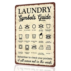 Laundry Symbols Guide Sign, 8"x12" Vintage Laundry Room Wall Decor Tin Sign, Thoughtful Gift For Women