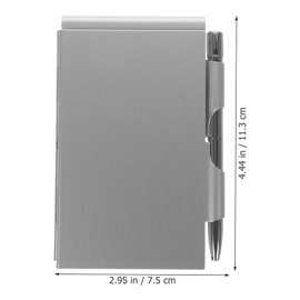 Tofficu Metal Mini Pocket Notebook with Pen Office School Notepad Tear Off Notepad Pocket Notebook Aluminum Note Case