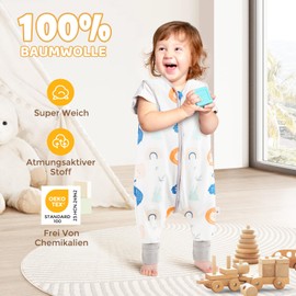 NesriToy Baby Sleeping Bag with Feet, Summer, 0.5 Togs, Oeko-Tex Sleeping Bag, Children, 100% Cotton, Elephants2