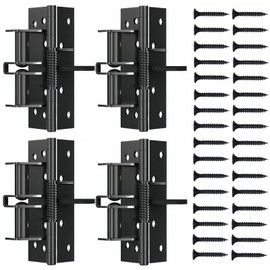 4 Pack Door Hinges Matte Black, Manganese Steel, 4 Inch Self Closing Heavy Duty Spring Hinge for Door Gate Hardware with Mounting Screws, 90 Degree Positioning