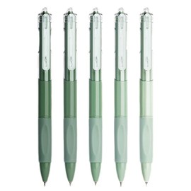 MOZXIRZ 5 Pcs Gel Ink Pens Retractable Pens Cute Pen 0.5mm Black Ink Pen Writing Pens Office School Supplies for Girls Boys Women Men (Green)