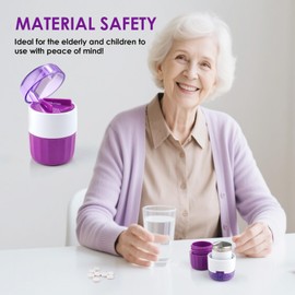 AHRLIC 3-in-1 Pill Crusher & Cutter with Stainless Steel Grinding Head, Tablet Crusher for Pills, Pill Grinder with Storage, Pill Splitter for Small or Large Tablets, BPA-Free, Purple