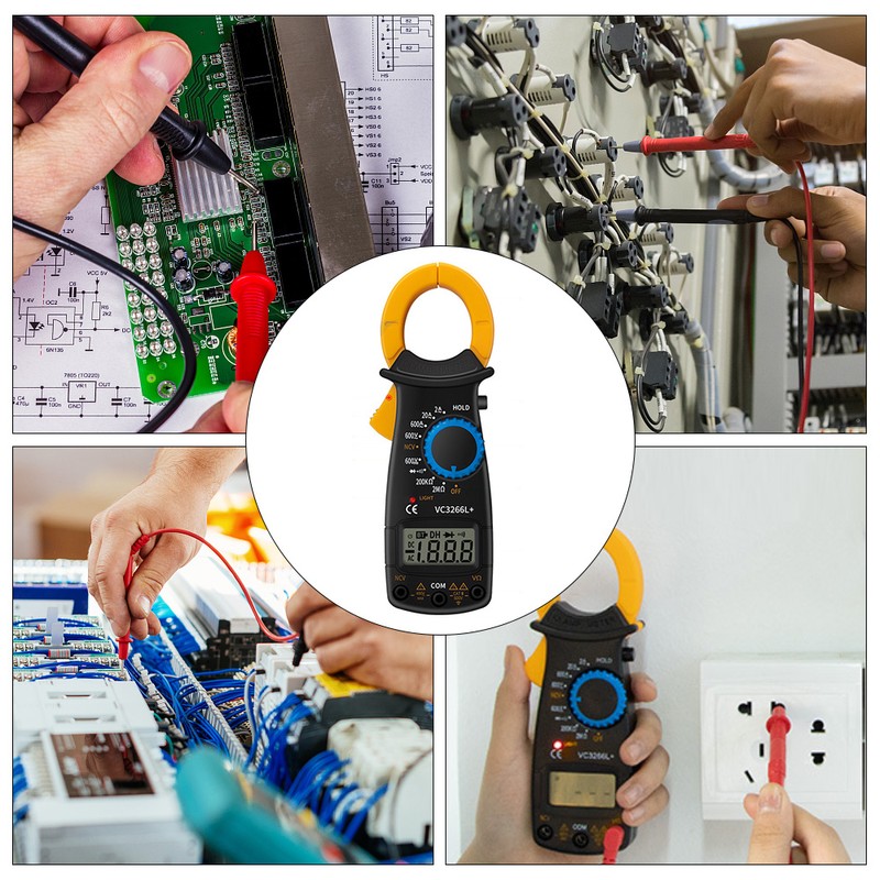 Digital Clamp Meter Multimeter Measures Resistance Alternating and Direct Current