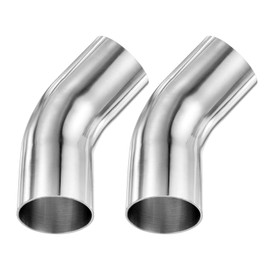 M METERXITY 2-Pack OD 2.2 Inch 45 Degree Mandrel Bend Elbow, Thicken 2 mm 304 Stainless Steel Exhaust Elbow Pipe for Car Modified Exhaust System, Stair Handrail Bend, Height 155 mm