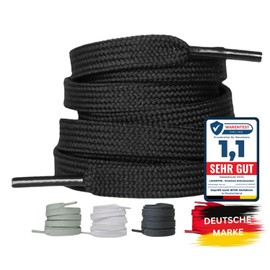 LaceHype 2 Pairs of Premium Shoelaces, Flat, Tear-Resistant, 10 mm Wide, Replacement Polyester Shoelaces for Trainers, Sports Shoes (Black, 120)