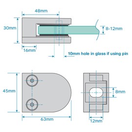 Glass Clamp,8 Pack 316 Stainless Steel Adjustable Glass Clamp Bracket (5/16", 3/8", 1/2") - Brushed Finish Handrail Fitting for Stairs, Balcony, and Railing Systems