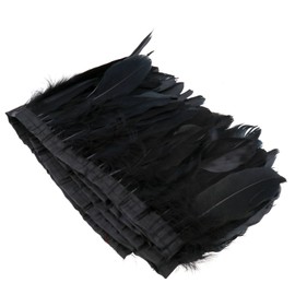 YINETTECH 1 x 2 m Goose Feather Feather Trim Black Carnival Party Clothing