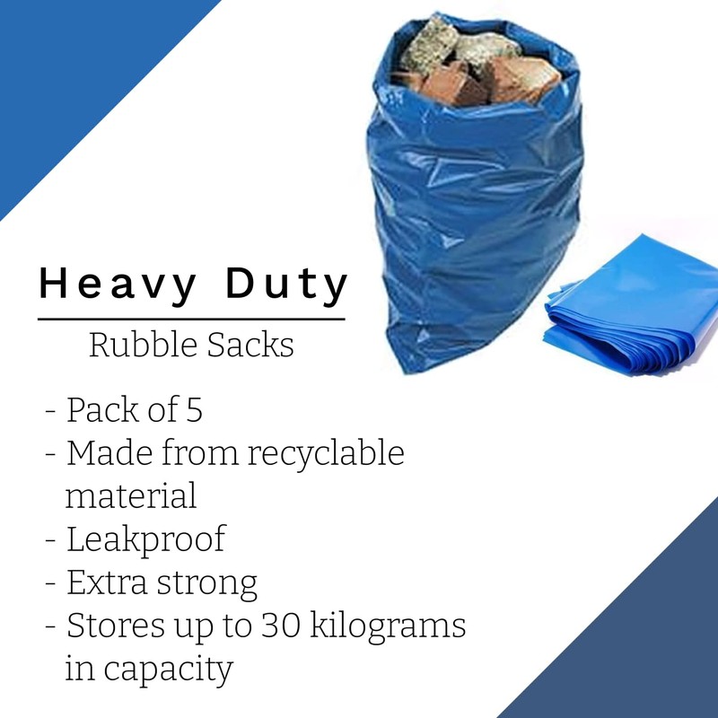 HOMESmith Large Heavy Duty Rubble Blue Sacks Builders and DIY