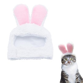 Cat Costume Bunny Rabbit Hat with Ears for Cats & Small Dogs - Perfect Easter Pet Costume Accessory