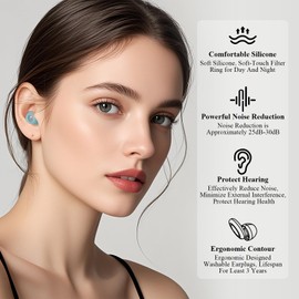 Ear Plugs, 30dB Sleeping Noise Cancelling Earplugs, Ultra-Comfy Silicone Reusable Ear Plugs, Daily Hearing Protection Noise Reduction Earplugs for Work, Travel, Noise Sensitivity, Eartips*8