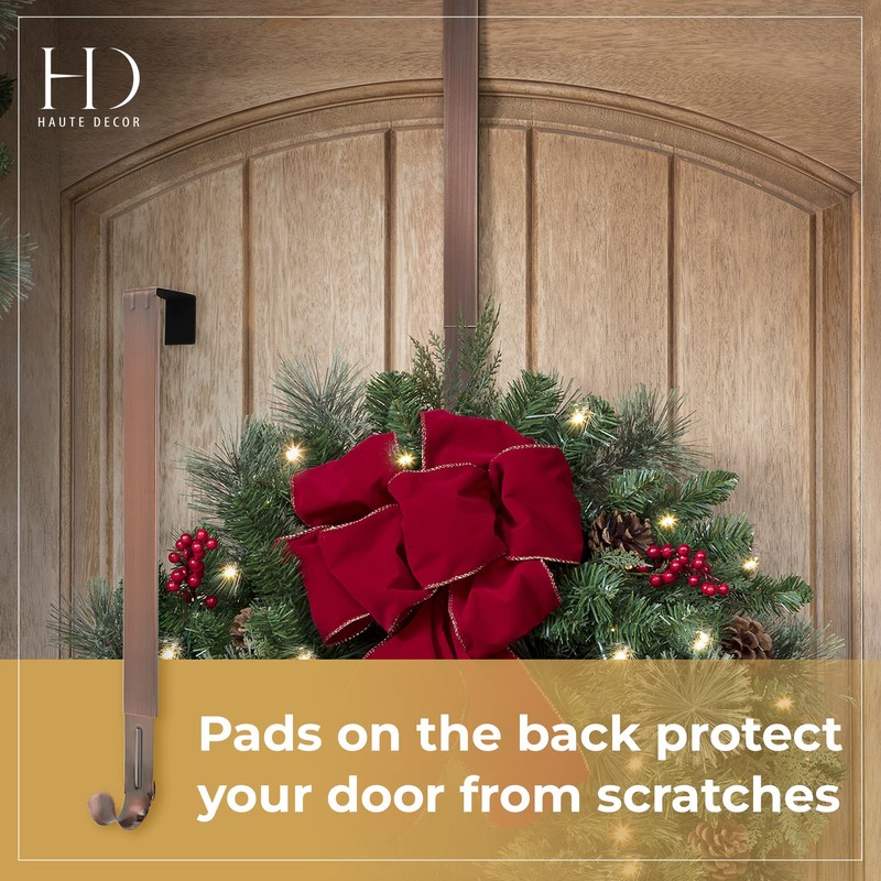 Haute Decor Adjustable Length Wreath Hanger with Removable Icon (Oil-Rubbed
