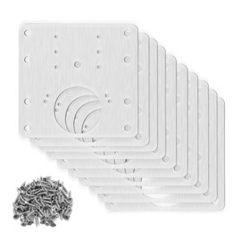 Cabinet Hinge Repair Plate Kit, Premium Stainless Steel Hinge Fixing Plates, Repair Brackets with Screws for Kitchen Cupboard Doors, Reinforces and Protects Wooden Cabinet Doors (10)