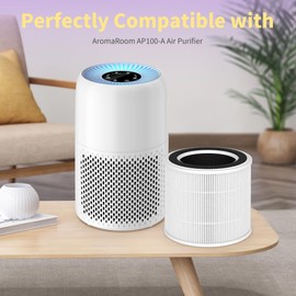 XBWW 2 Packs AP100-A Air Filter Compatible with AromaRoom AP100-A Air Cleaner Purifier,2 Packs 3-in-1 AP100-A H13 True HEPA Replacement Filters and 8 Packs Aroma Pads