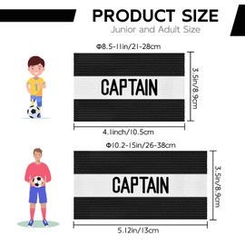 Mezeic Classic Captain's Armband for Soccer Training, Adults & Youths Elastic Arm Band Captain Armbands Team Sports Accessories - Junior,Black