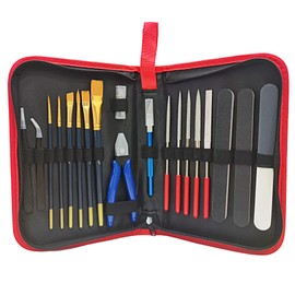 HOPLEX Model Tools Kit 20 in 1 Adults Hobby Building Tools Set Basic Tools with Nippers Tweezers Needle Files Polishing Bars for Car Airplane Model Building Repairing and Fixing