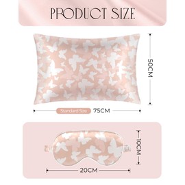 Miss Adola Mulberry 1Pack Silk Pillow Case for Hair and Skin 19 Momme Standard 75 x 50cm Silk Pillowcase with Eye Mask & Scrunchie Soft Silk Pillowcase Sleeping Gift for Women, PK Butterfly
