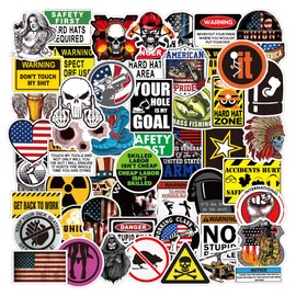 105pcs Pack Hard Hat Stickers, Funny Sticker for Helmet Hood Hardhats Tool Box Car, Gifts for Men Adult Essential Worker Welder Construction Union Military Electrician, American Patriotic Vinyl Decals