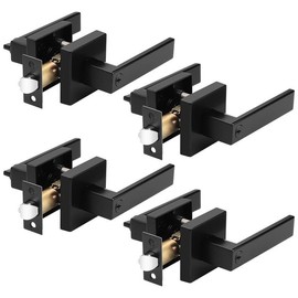 Probrico 4 Pack Black Door Levers Interior Bedroom Entrance Door knobs Door Lock Set One Keyway Entry Keyed Alike Same Key Entrance Lockset Each with 3 Same Keys