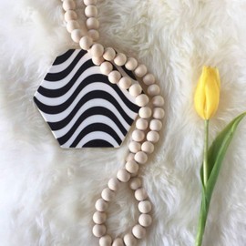 Garneck 58in Wood Bead Garland,Rustic Country Beads Wood Bead Tassel,Farmhouse Wall Hanging Prayer Beads Home Christmas Tree Decoration (2pack)