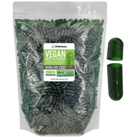 XPRS Nutra Size 00 Empty Capsules - 5000 Count Empty Vegan Capsules - Vegetarian Empty Pills - DIY Vegetable Capsule Filling- Veggie Pill Caps (Forest Green)