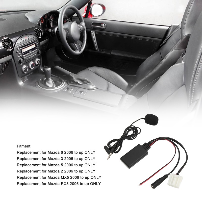 Bluetooth5.0 AUX IN Cable Adapter ISO Handsfree Microphone Replacement for