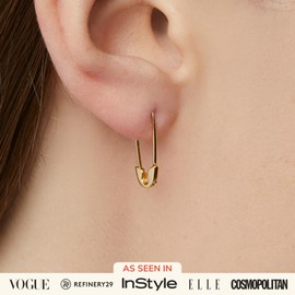 Ana Luisa Sia Safety Pin Earrings - 14K Gold Plated and Silver Rhodium Plated - Hypoallergenic, Water-Resistant, Tarnish-Free Earrings - Ana Luisa Women's Jewelry - Stylish, Trendy Earrings for Women