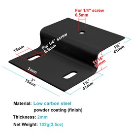 eoere 10 PCS 3" Width Black Z Bracket, Panel Fit Thickness 11/16", Double Angle Channel Profile Corner Brace Mounting