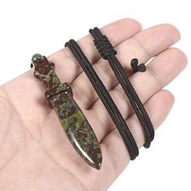 Justinstones Natural Dragon Blood Jasper 70mm Sword Pendant Necklace Adjustable Cord 18 to 28 inch