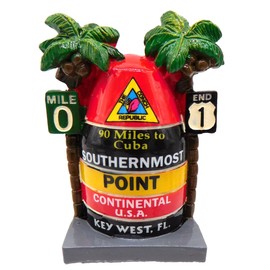 Southernmost Point Statue Mini Desk Figurine with Palm Trees and Mile 0 Key West Florida Home Decoration Souvenir Keepsake, 3 Inch