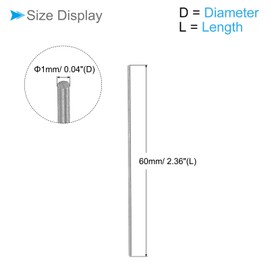 CoCud Round Steel Rod, 1mm Diameter 60mm Length, High Speed Steel Bar Stock Craft DIY Tool - (Applications: for Drill Lathes Boring Machine), 10-Pieces