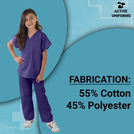 ACTIVE UNIFORMS Kids Scrubs Set Super Soft Children Scrub Set Kids Doctor Dress up (12/14, Purple)